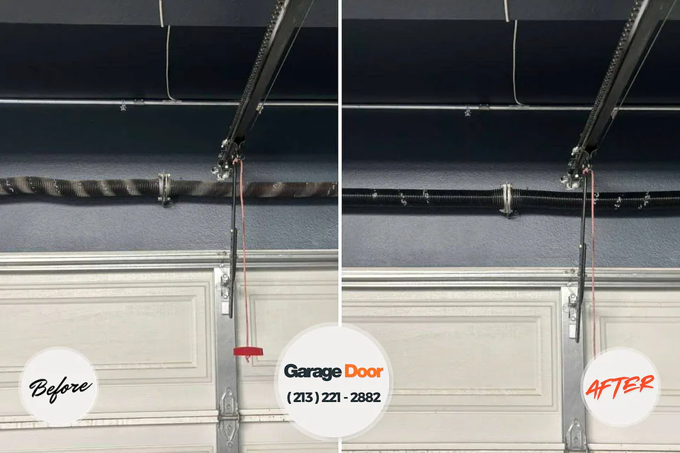 Before and after: garage door spring repair Elmwood Place, OH
